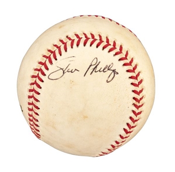 2000 Steve Phillips Single Signed OWS Game Used Selig Baseball from 2000 Subway Series